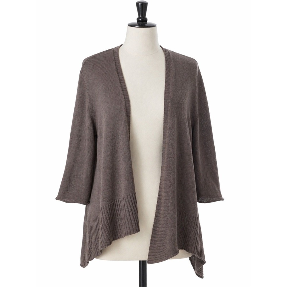 Eileen Fisher Linen Cardigan Neutral Grey Medium